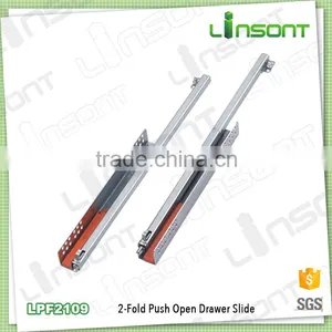 Factory Supply 2-fold Undermount Push Open Telescopic Channel Furniture Fittings Drawer Slide thumbnail-1