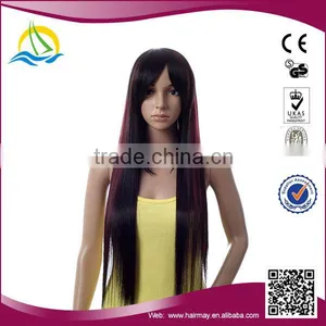 Wholesale Price High Temperature Fiber Synthetic Long Black Straight Hair Wig thumbnail-1