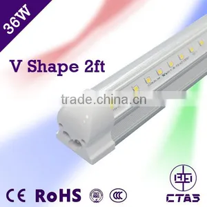 V Shape LED Cooler Lights 2ft Led Tube t8 Integrated Tube Light 18W AC100-240V Clear Cover With CE RoHS Listed t8 Led Tube thumbnail-1