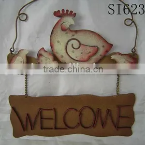 Metal Chicken Welcome Plaque Wall Hanging thumbnail-1