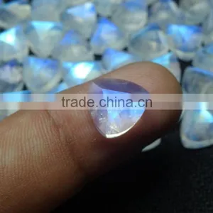 Natural Rainbow Moonstone 10x10mm Trillion Shape Blue Flashy Gemstone thumbnail-1