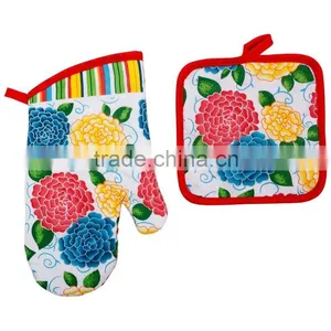 Printed Cotton Kitchen Set Cooking Pot Holder and Glove Set Cheap Items to Sell Wholesale thumbnail-1