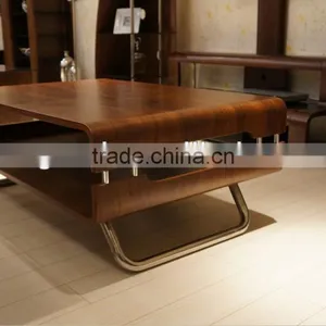 Walnut Wood Office Table/Coffee Table Set S112 thumbnail-1