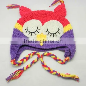 Newborn Baby Crochet Owl Ear Flat Beanie Hat FCK-119320850 thumbnail-1
