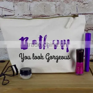 Black Canvas Custom Cosmetic Bag With Logo Printed on One Side thumbnail-4
