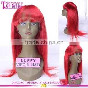 High Quality Wholesale Price Brazilian Virgin Hair Red Wig Straight Red Human Hair Wig thumbnail-1