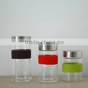 China Supplier 300ml Heat Resistant Glass Canister Stainless Steel Lid QM421 thumbnail-2