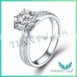 Fashion 925 Sterling Sliver Super White Moissanite Diamond Rings Engagement Ring thumbnail-1