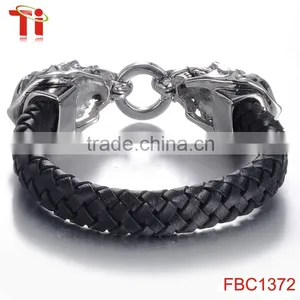 Men Black Braided Leather Bracelet Cool Bracelet for Boys New thumbnail-4