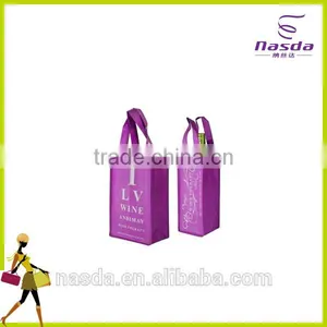 Purple Fabric Wine Bag With Logo,cheap Wine Bag Wholesale for 2 Bottles,hot Sale Nonwoven Wine Bag Promotional thumbnail-1