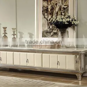 Good Price Stainless Steel Mobile Black Marble tv Stand thumbnail-5