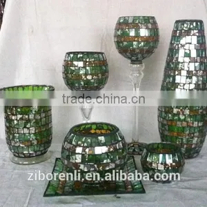 High Quality Mosaic Coloured Designer Glass Vase thumbnail-2
