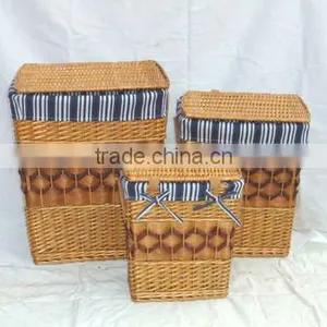 2013latested New Design Wicker Laundry Basket With Lid and Fabric Fou Big Hotel thumbnail-1
