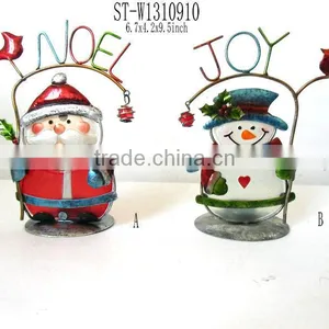 Stained Irol&glass Candlestick With Christmas Snowman thumbnail-1
