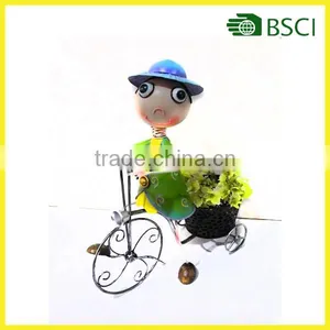 Colorful Metal Garden Boy With Bicycle for Garden Ornament thumbnail-1