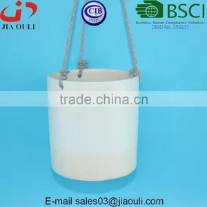 Glazed Ceramic Indoor and Outdoor Rope Hanging Planter Pot thumbnail-3