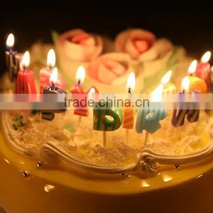 Point and Stripe Coloured English Character Shape Happy Birthday Candle thumbnail-2