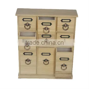 Unfinished Wooden Tea Bag Storage Box With Drawer thumbnail-1