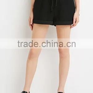 Custom Running Shorts 100% Cotton Colorblocked Drawstring Waist Reversed French Terry Wholesale Women Boy Shorts thumbnail-2