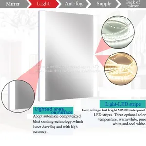 Modern Bathroom Mirror With Demister Pad ,modern Bathroom Mirror With Touch Switch thumbnail-2