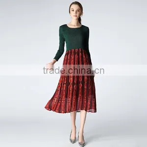 Latest Design Spring Lady Pleated Bohemia Long Dress thumbnail-1