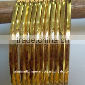 PLAIN THIN Gold Plated BANGLE Bracelet SET , BRASS ALLOY WITH GOLD PLATING D22 thumbnail-1
