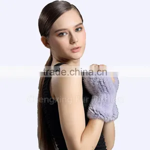 CX-A-08A Soft Warm Genuine Knitted Mink Fur Winter Gloves thumbnail-2