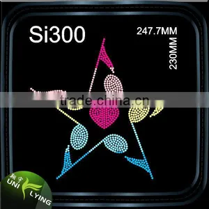 Fashion Two Smile Stars Heat Hot Fix Rhinestone Transfer Motif thumbnail-5