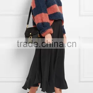 Striped Design Women Cashmere Sweater With Dropped Shoulder thumbnail-4