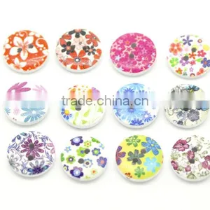 Mixed Multicolor Flower 2 Holes Round Wood Painting Sewing Buttons 15mm(5/8") thumbnail-2