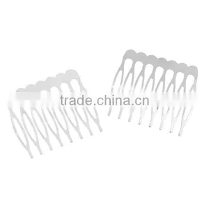 Iron Based Alloy Hair Clips Findings Comb Silver Tone 43mm x 39mm thumbnail-3