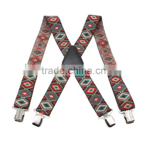 2017 Jacquard Checkered Weave Men Suspenders - Wide Clip Brace thumbnail-2
