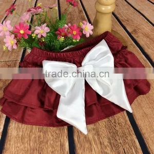 The Newest Design for Baby Girl Ruffle Raglan Blue Color Elastic Tutu Divided Skirt With Big Bowknot Plain Color Adorable Pants thumbnail-2