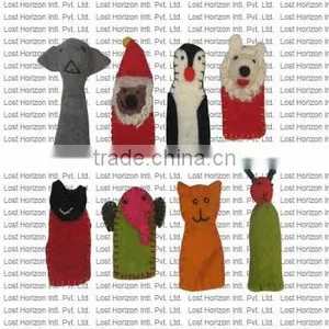 Custom Design Soft Wool Felted Finger Puppet/ Hand Made Nepal Finger Puppet thumbnail-1