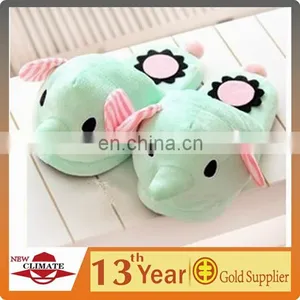 Green Elephant Plush Slipper Winter Indoor Slipper thumbnail-1