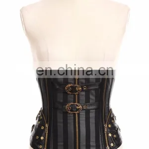 Gothic Steampunk Striped Corset With Soft Bones thumbnail-1