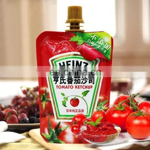 Customized Reusable Tomato Sauce Food Grade Packaging Bag Spout Pouch Bag / Pouch Plastic Spout thumbnail-1