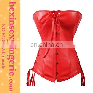 Latest Design Open Cup Catsuit Red Leather Corset Skirt thumbnail-1