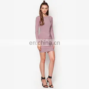 Latest Sexy Women Wear Fashion Dress Slinky Drape Back Ruched Bodycon Dress thumbnail-2