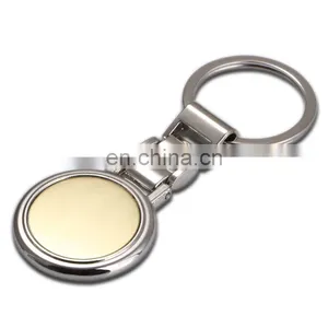 Blank Round Metal Fashion Keychain in Plate Gold thumbnail-1