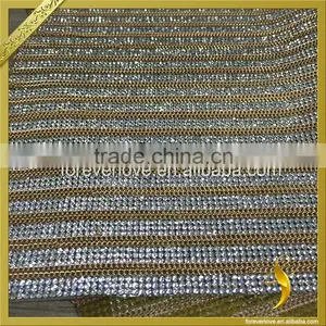 Hot Fix Rhinestone Covered Fabric Mesh Trimming Rhinestone Sheet FRM-225 thumbnail-3