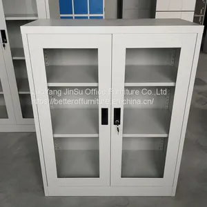 Half Height Swing Open Glass Door Storage File Cabinet Powder Coating Surface thumbnail-2