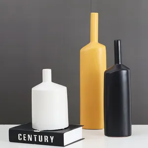 Simple Small Bore Corrosion Resistance Pure Color Flower Arrangement Vase Soft Decoration thumbnail-3