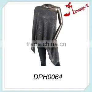 Latest Design Pull Over Crew Neck Fashion Sequined Women Poncho ,wholesale Ladies Poncho Sweater thumbnail-1