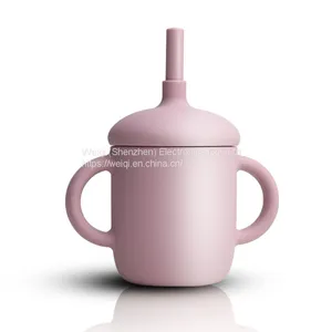 Weiqi Manufacturer BPA Free Silicone Sippy Cup Reusable No Spill Silicone Cup With Lid Straw thumbnail-2