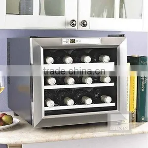 FUXIN:JC-28EW.Glass Door Wine Cooler/Desktop Cooler/Table Wine Fridge With 12Bottles. thumbnail-1
