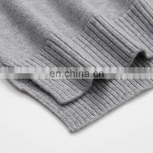 Customizable 100% Cashmere V-Neck Pullover High Quality Knitted Side Split Sweater Plus Size Casual for Winter & Autumn thumbnail-5