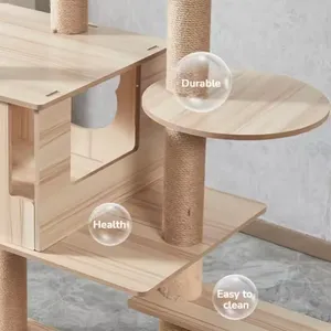 Cat Scratcher Tower Home Furniture Cat Toys Tree Pets Hammock Sisal Post Climbing Frame Toy Cat Scratching Board Climbing Frame thumbnail-4