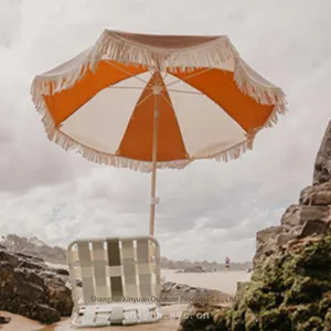 Garden Umbrellas Suitable for Beaches and Hotels. Lightweight Aluminum Alloy Beach Umbrellas, Sunshades With Cotton Tassels thumbnail-2