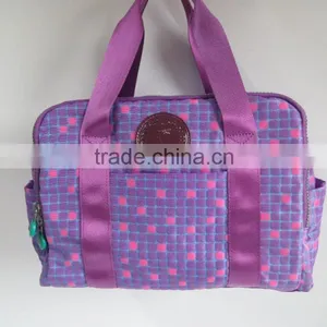 2016 New Korean Style Checked Fabric Purple Handbag Bag for Women Daily Shopping thumbnail-1